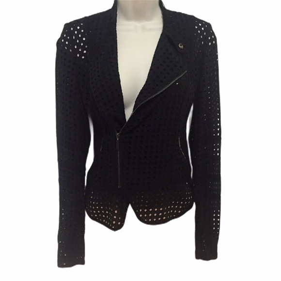 Search for Sanity Black Eyelet Moto Jacket - Picture 3 of 8